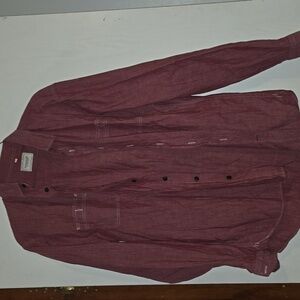 Frank & Oak Rue St-Viateur collection red patterned long sleeve button up